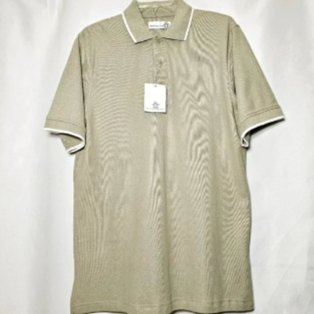 🛑 NWT Munsingwear Penguin Mens Short Sleeve Sage Green 100% Cotton Polo Shirt M